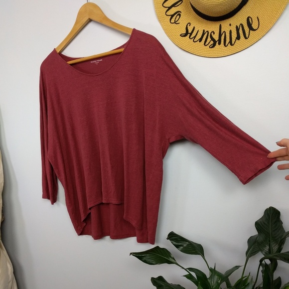 Eileen Fisher Linen Dolman Sleeve Blouse M - Picture 4 of 7